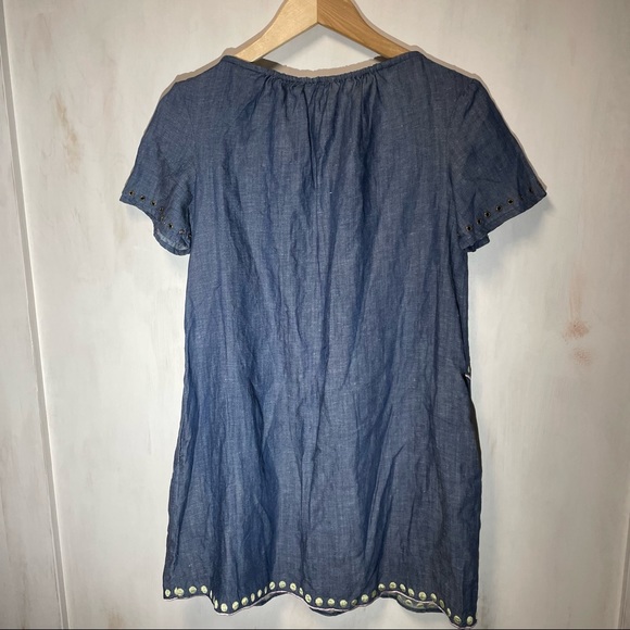 Holding Horses Anthropologie Embroidered Dress Summer Comfortable Size 2P Denim - Picture 5 of 8